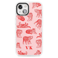 Personalised Red Tiger Outlines On Pink