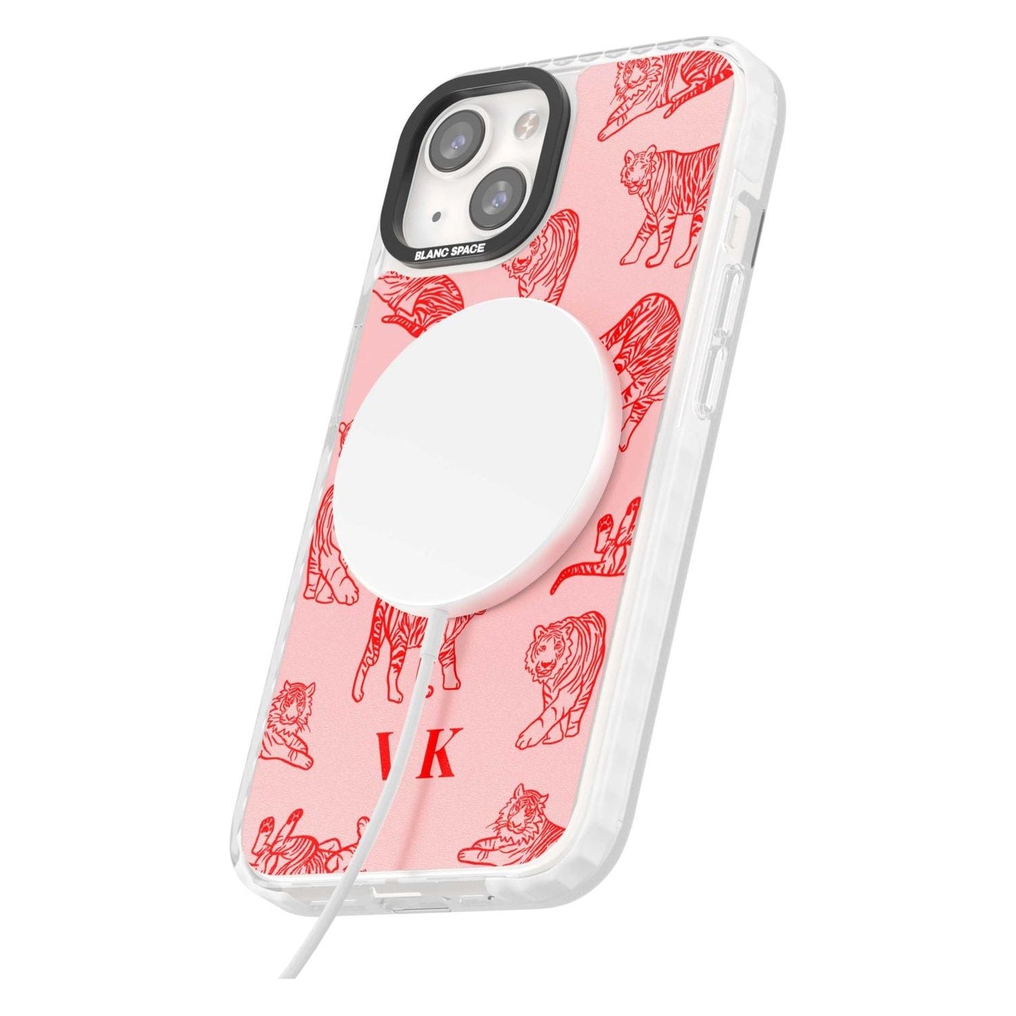 Personalised Red Tiger Outlines On Pink