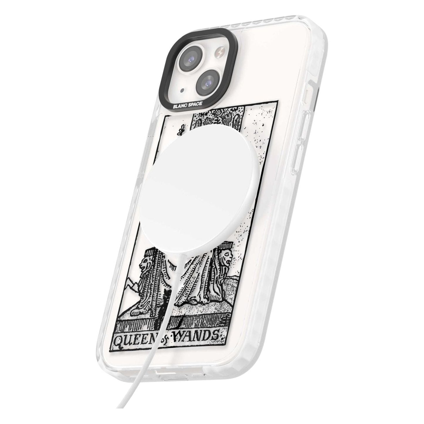 Personalisierte Tarotkarte „Königin der Stäbe“ (transparent)