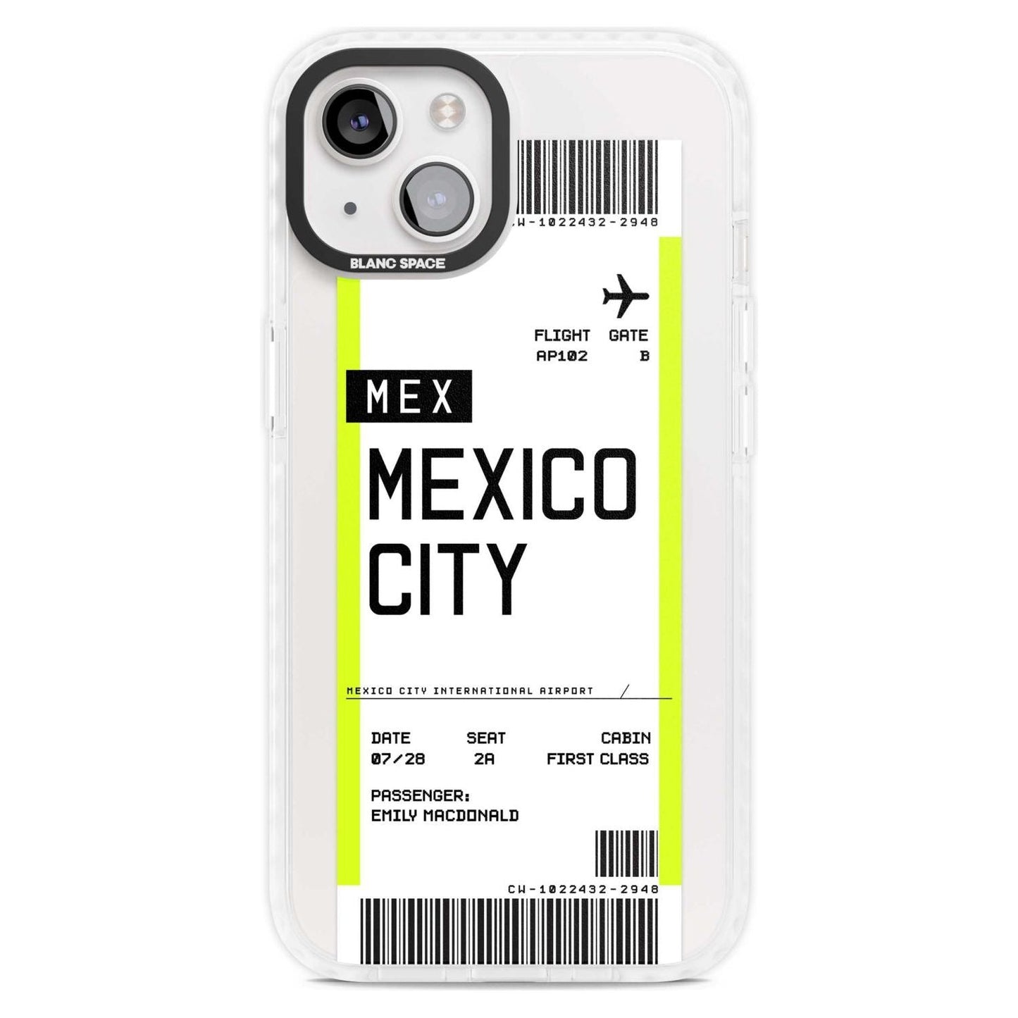 Carte d'embarquement personnalisée pour Mexico