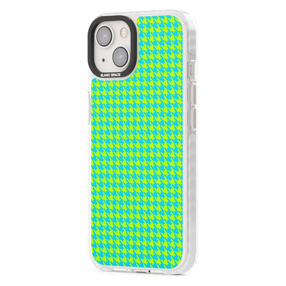 Neon Lime & Turquoise Houndstooth