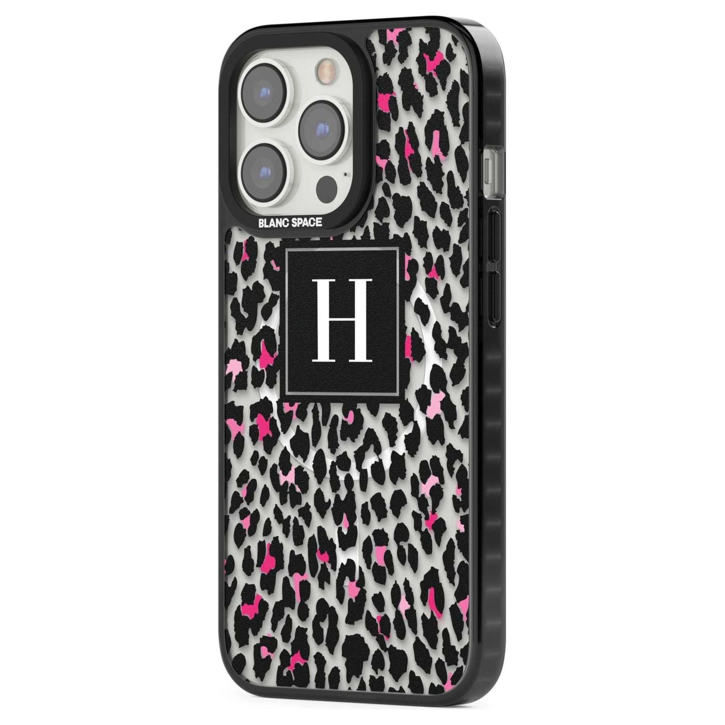 Personalised Clear Pink Leopard Monogram