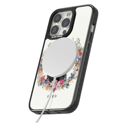 Personalised Black Cockapoo Floral Portrait