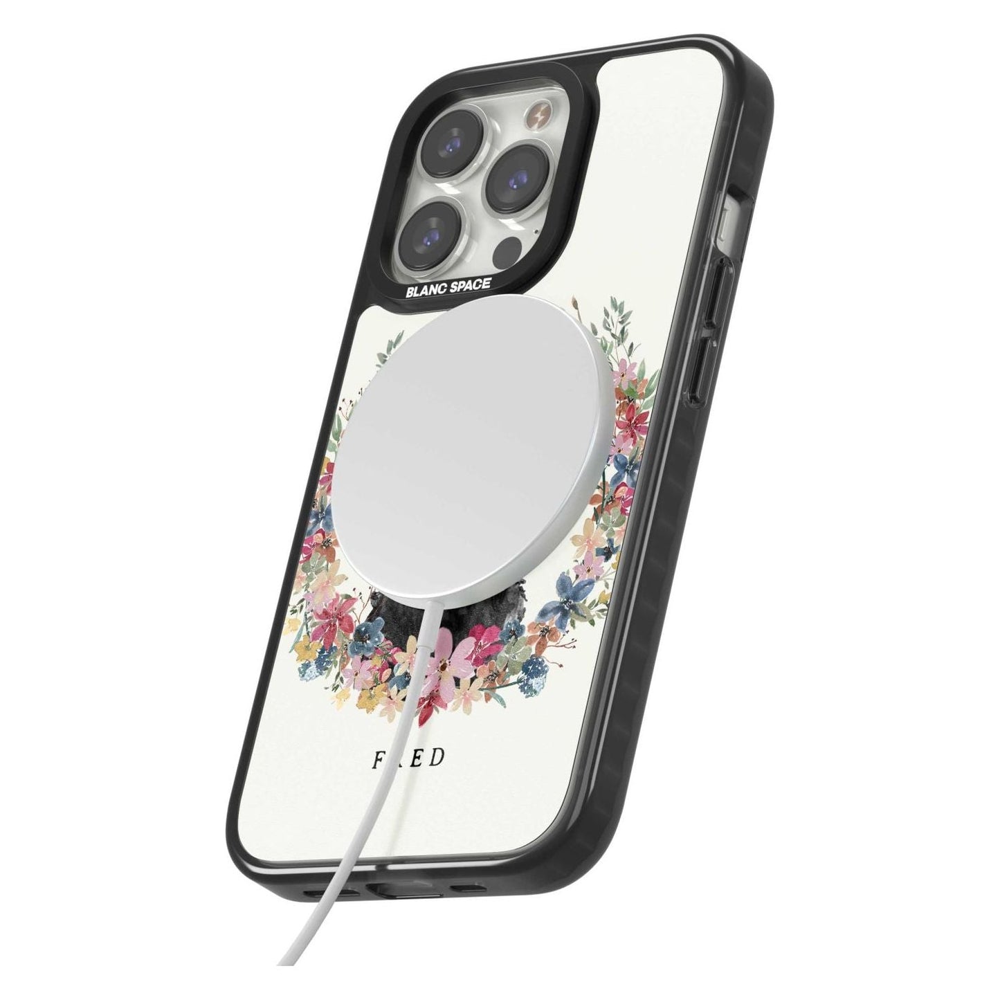 Personalised Black Cockapoo Floral Portrait