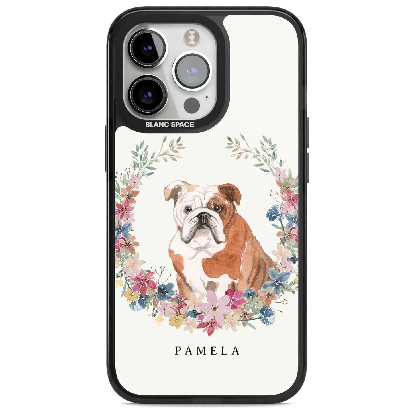 Personalised English Bulldog Floral Portrait