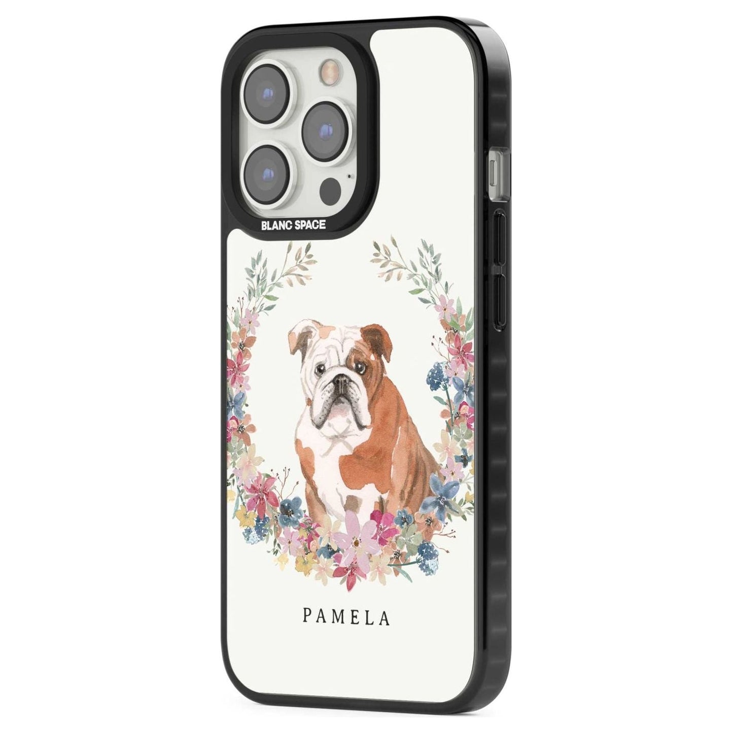 Personalised English Bulldog Floral Portrait