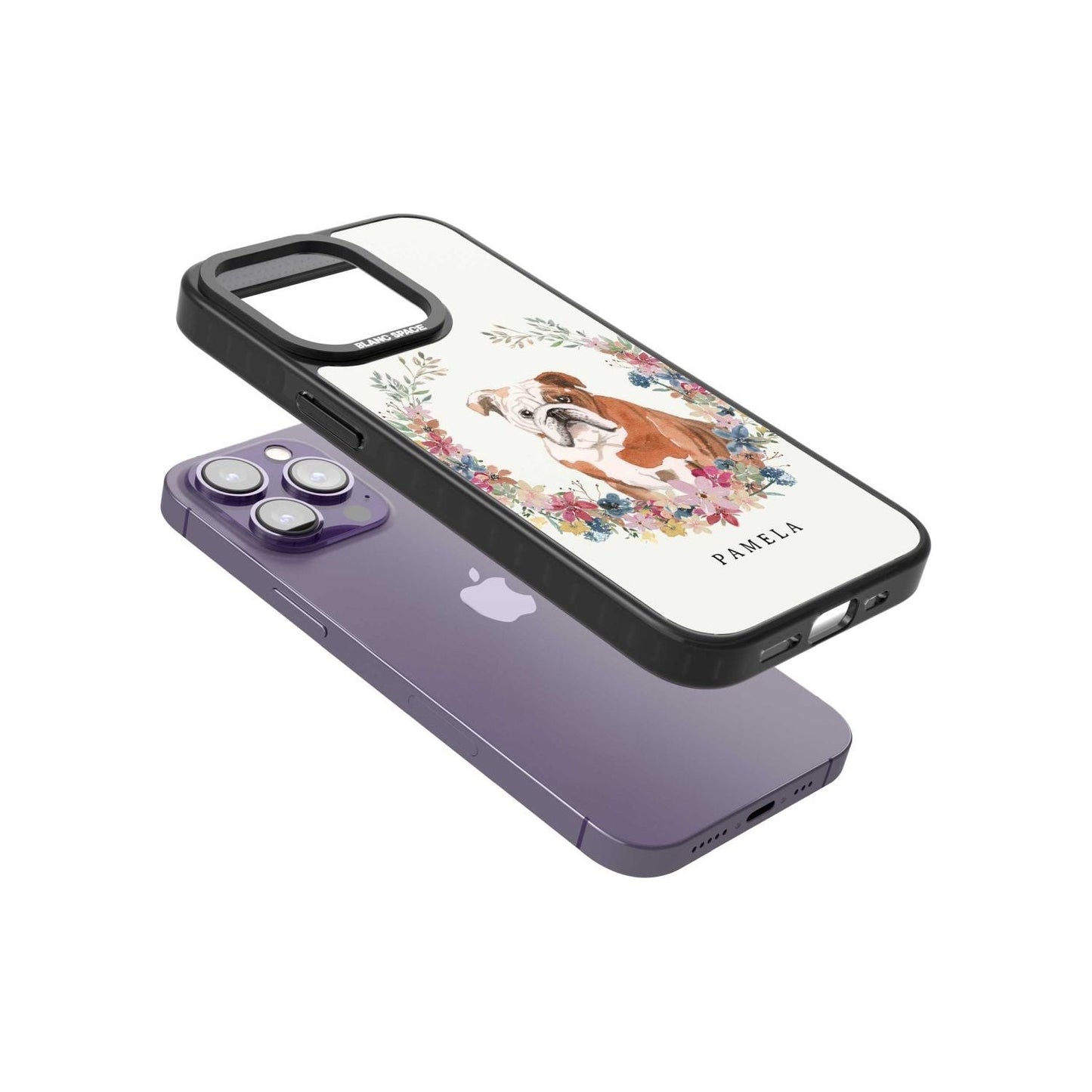 Personalised English Bulldog Floral Portrait