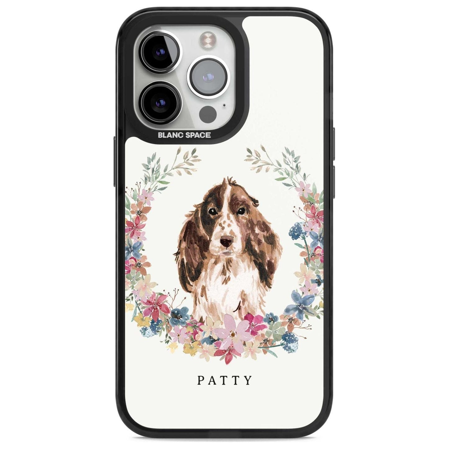 Personalised Cocker Spaniel Floral Portrait
