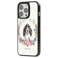 Personalisiertes Blumenporträt eines schwarzen Cocker Spaniels