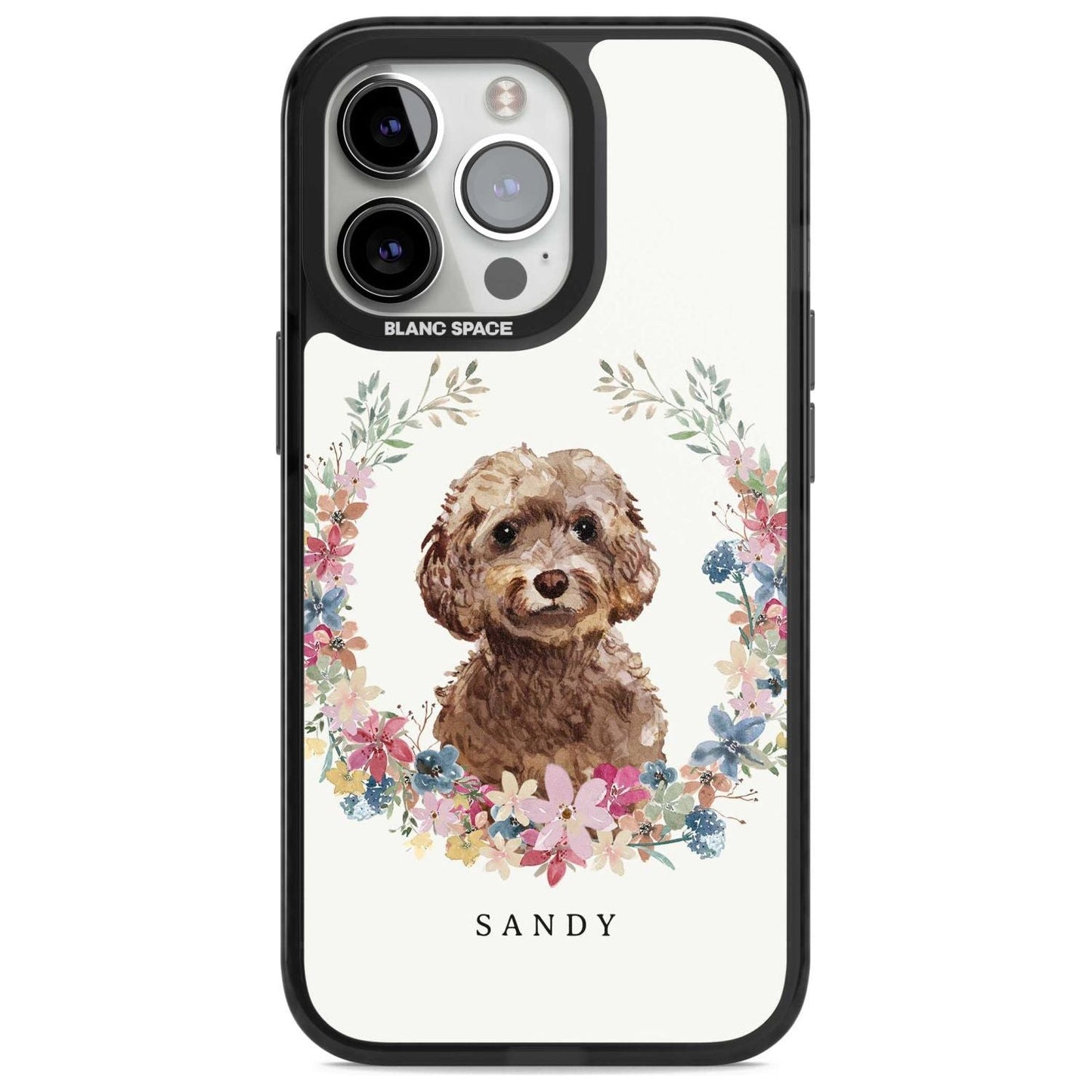 Personalised Brown Cockapoo Floral Portrait