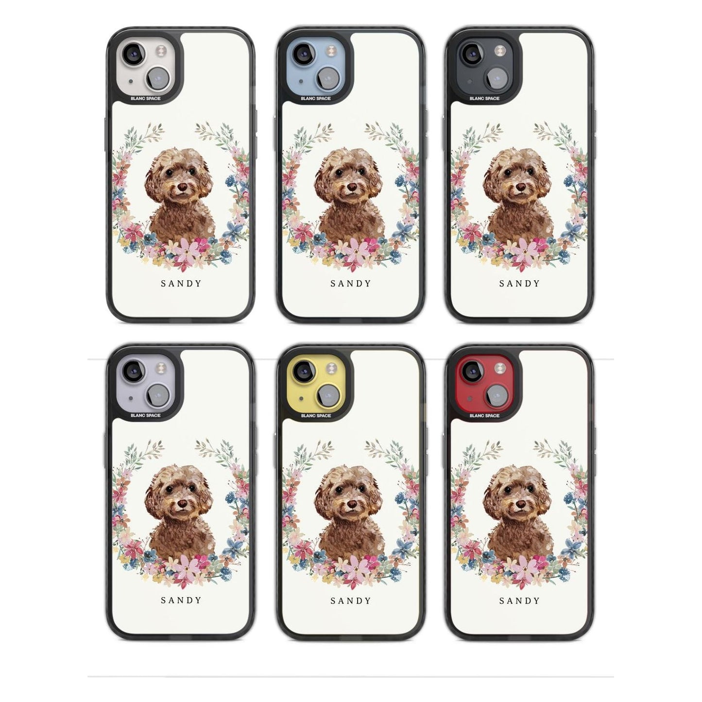 Personalised Brown Cockapoo Floral Portrait