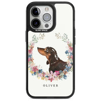 Personalised Black & Tan Dachshund Floral Portrait