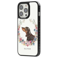 Personalised Black & Tan Dachshund Floral Portrait