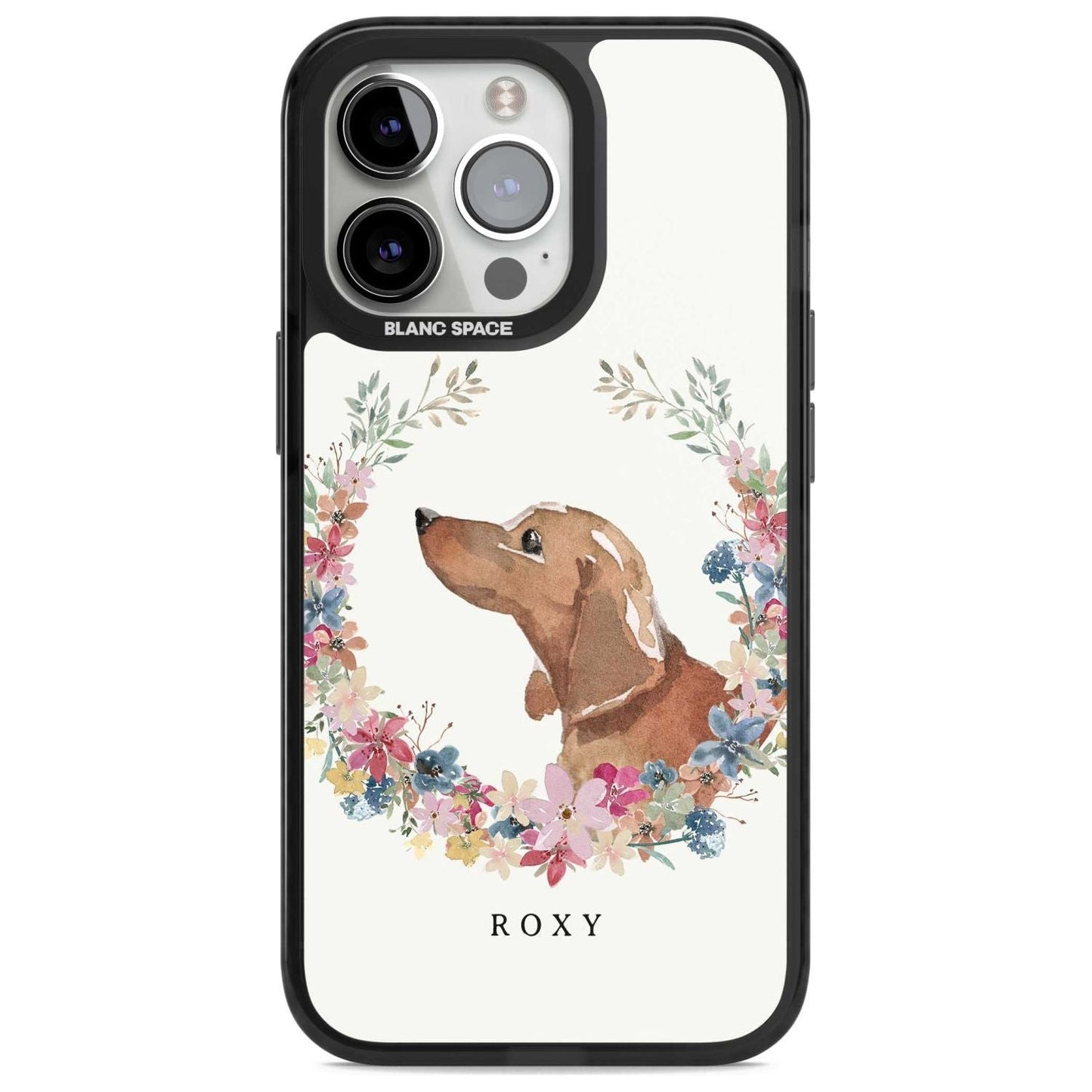 Personalised Tan Dachshund Floral Portrait