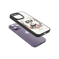 Personalised Watercolor Schnauzer Floral Portrait