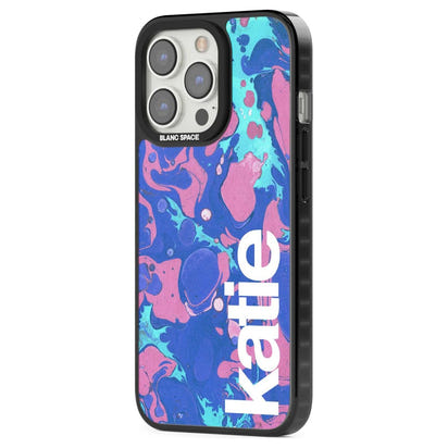 Personalisiertes marineblau-türkisfarbenes Marmor-Design