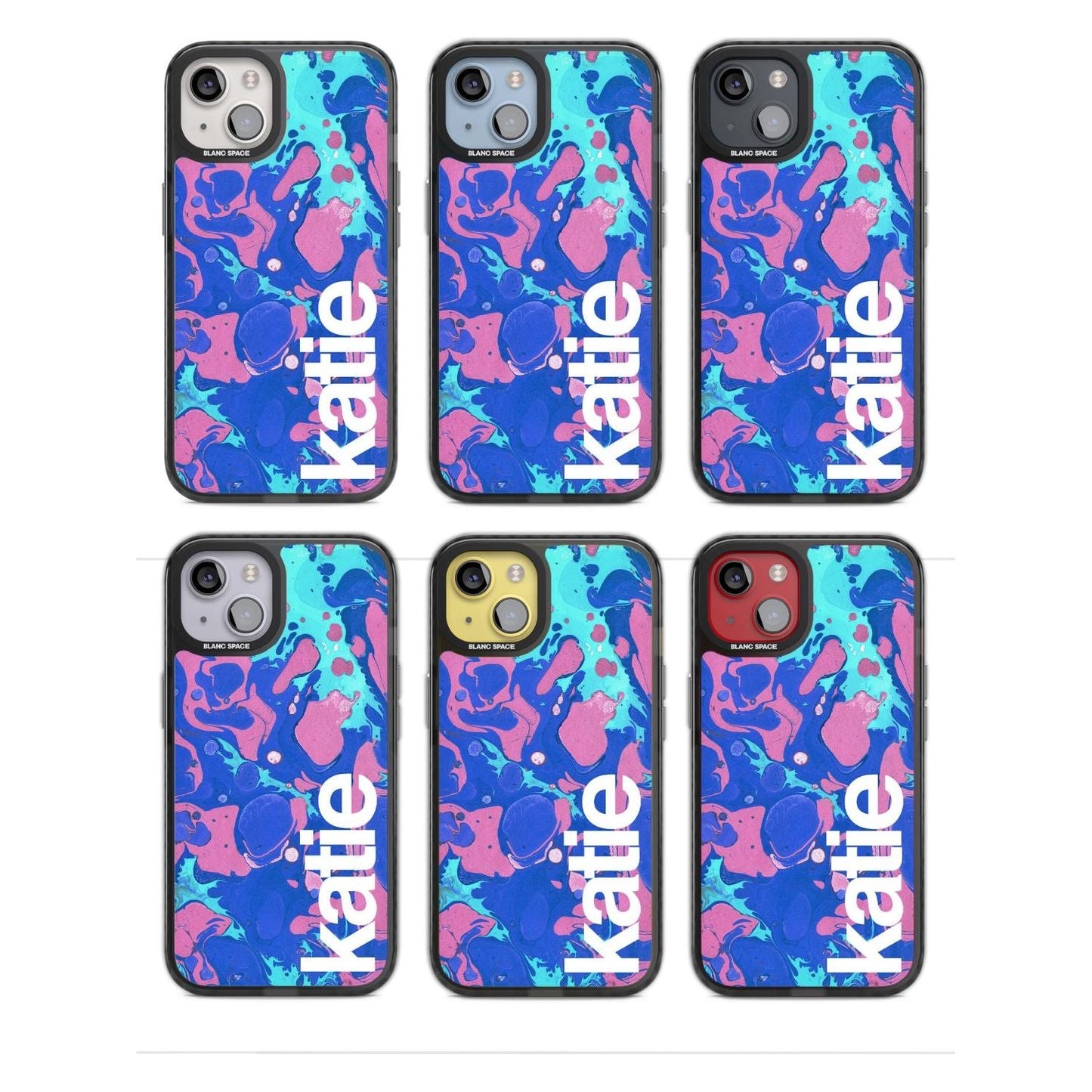 Personalisiertes marineblau-türkisfarbenes Marmor-Design