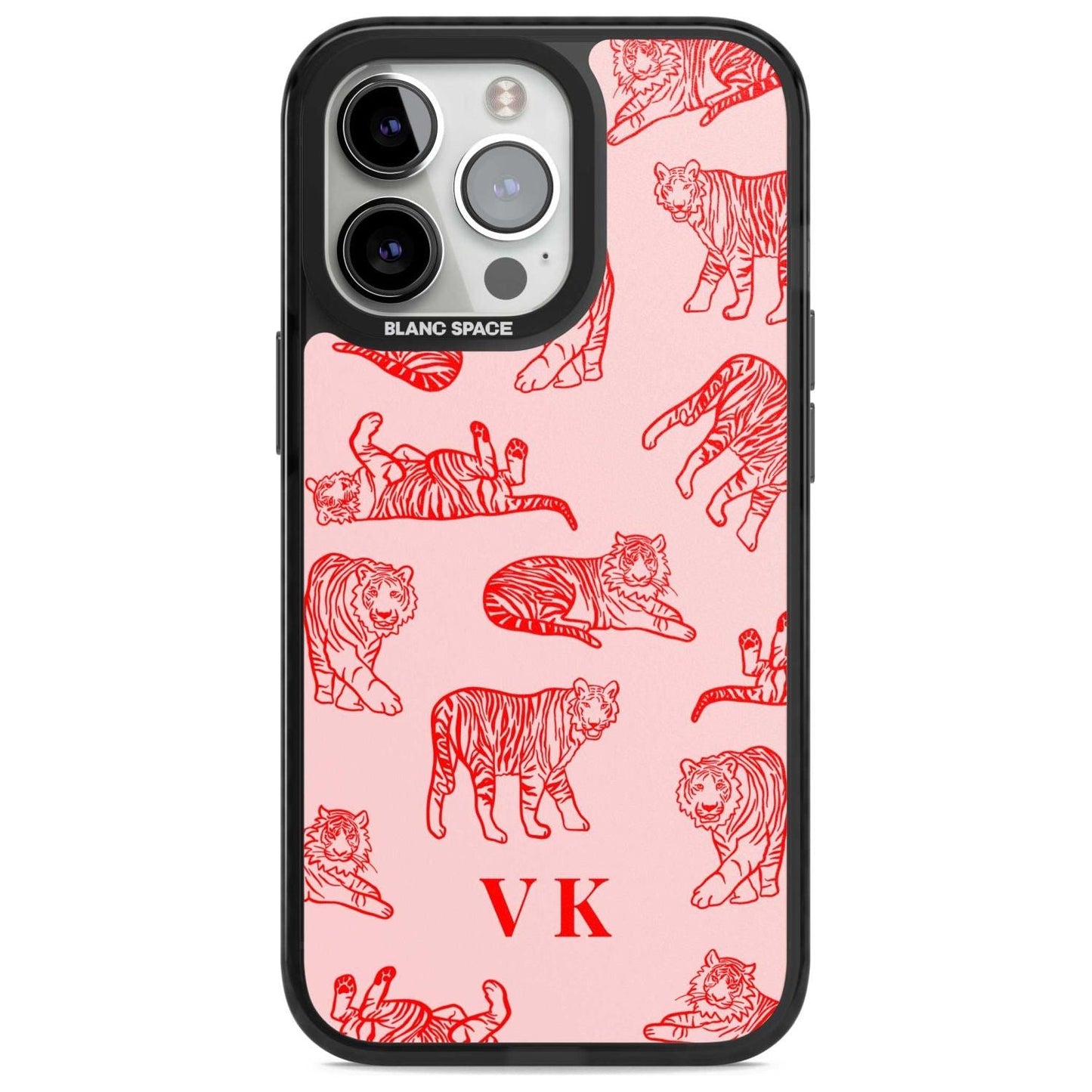 Personalised Red Tiger Outlines On Pink