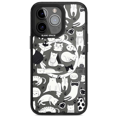 Cartoon Cat Collage Black & White