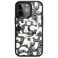 Cartoon Cat Collage Black & White