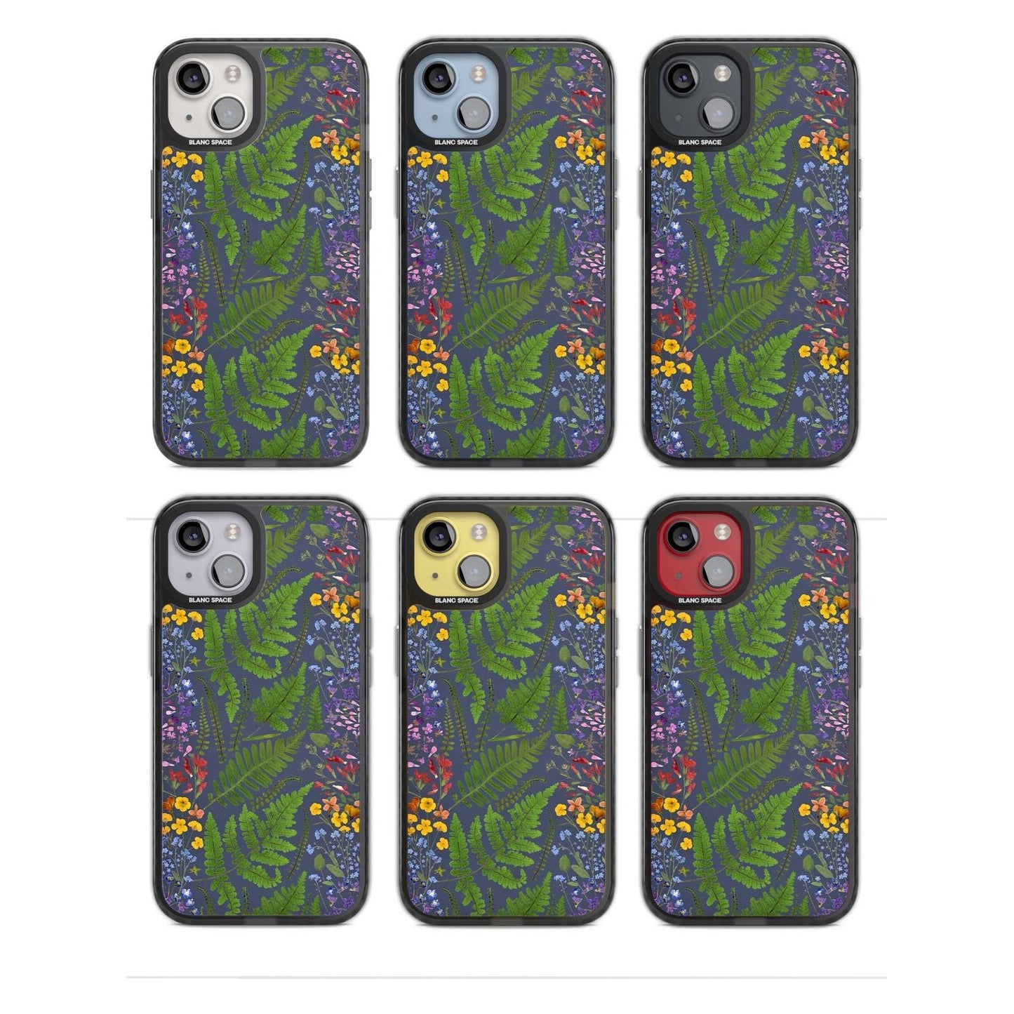 Busy Floral And Fern Design Navy