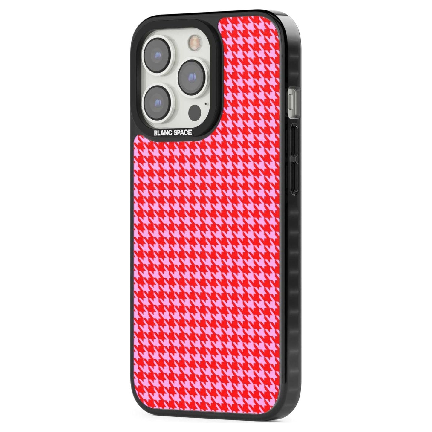 Pied-de-poule rose fluo et rouge