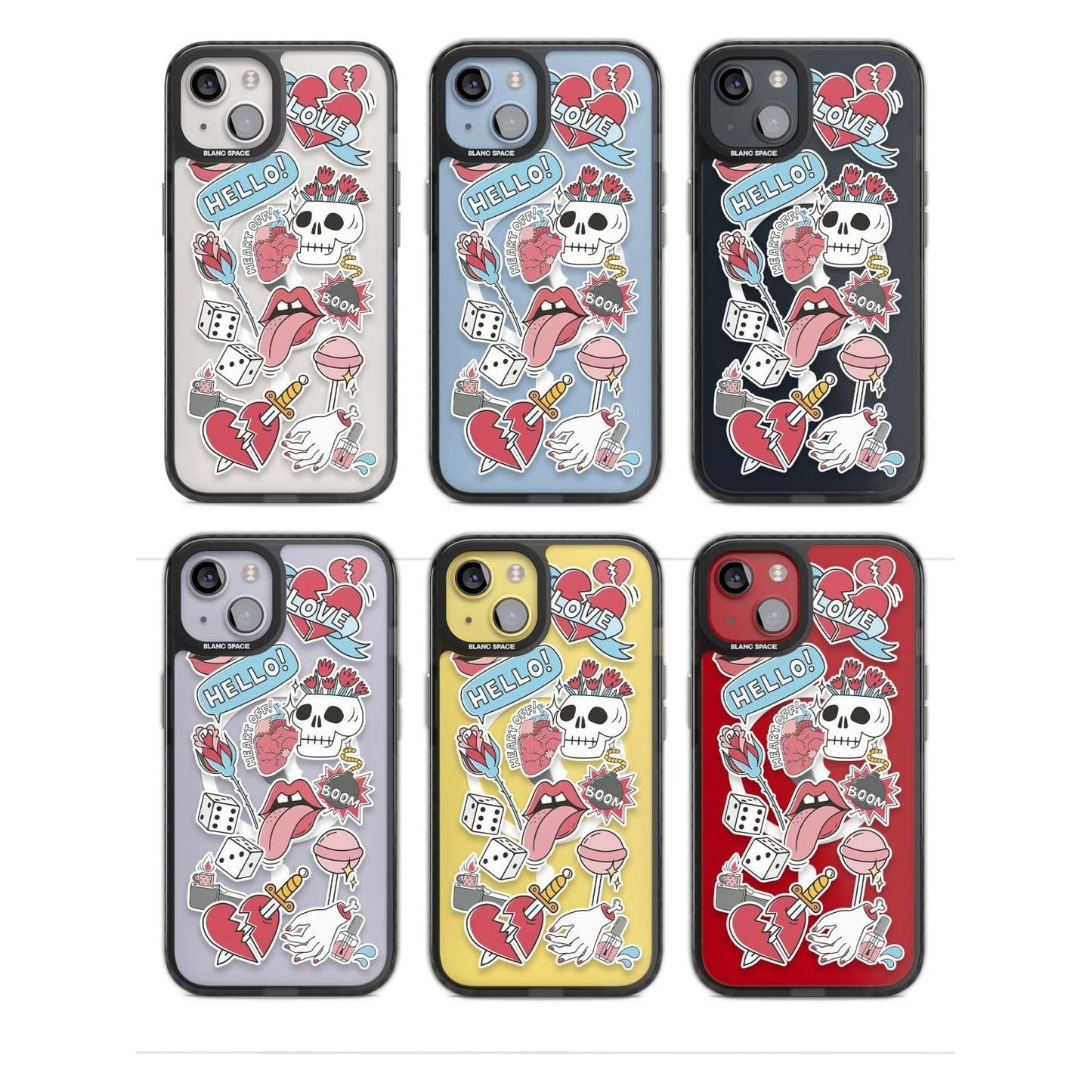 Autocollants Crâne et Fleurs