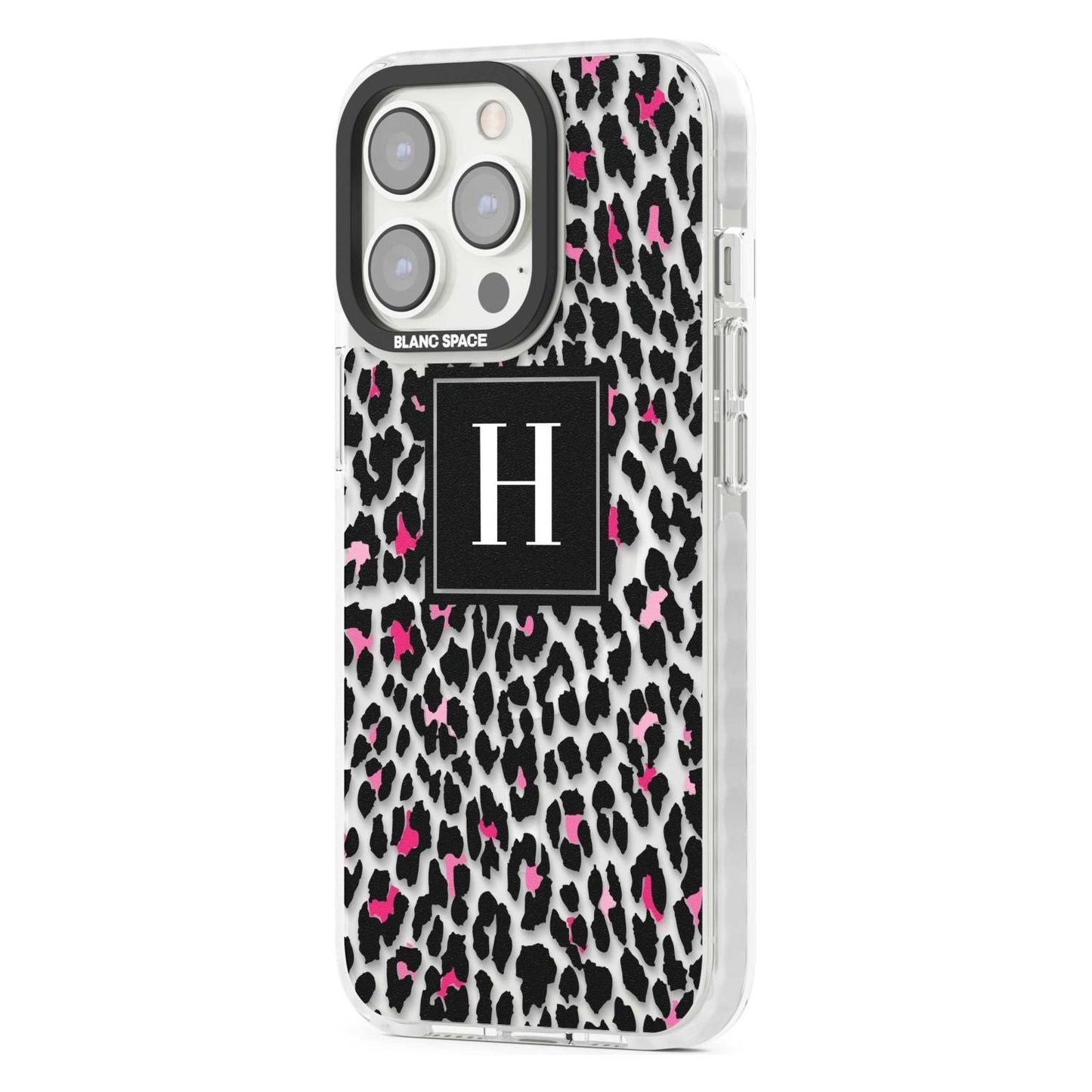 Personalised Clear Pink Leopard Monogram