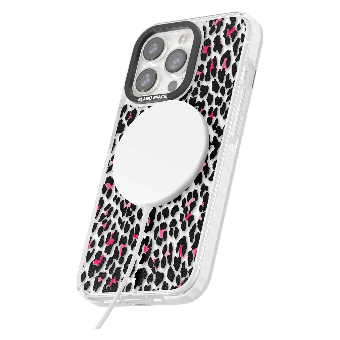 Personalised Clear Pink Leopard Monogram