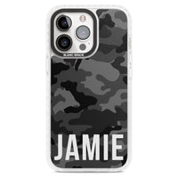 Personalisierter Name im schwarzen Camouflage-Muster (horizontal)