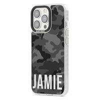 Personalisierter Name im schwarzen Camouflage-Muster (horizontal)