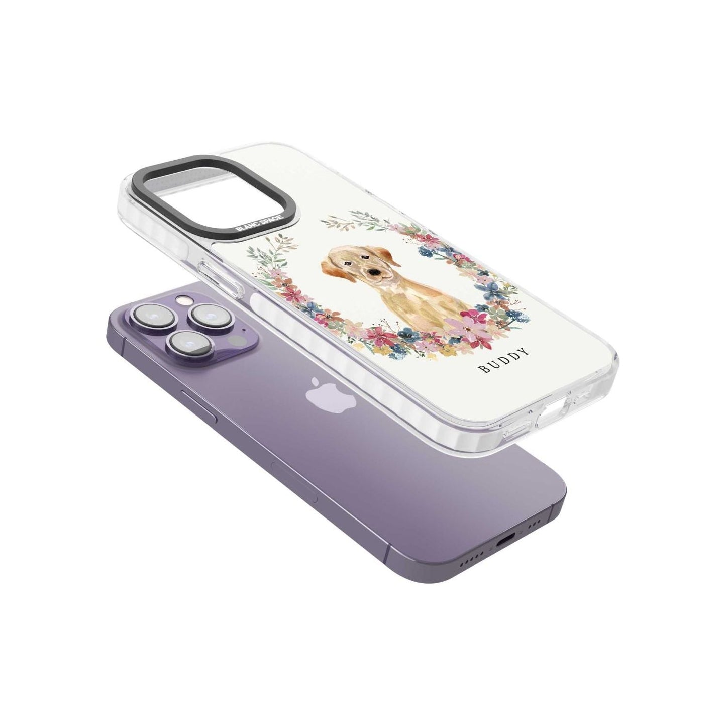 Portrait floral personnalisé d'un Labrador Retriever jaune