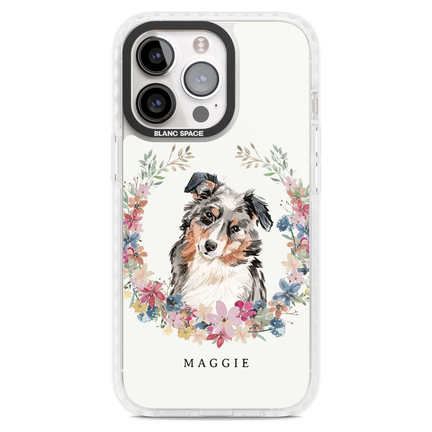 Personalised Australian Shepherd Floral Portrait