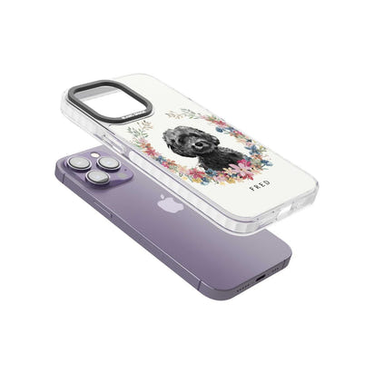 Personalised Black Cockapoo Floral Portrait