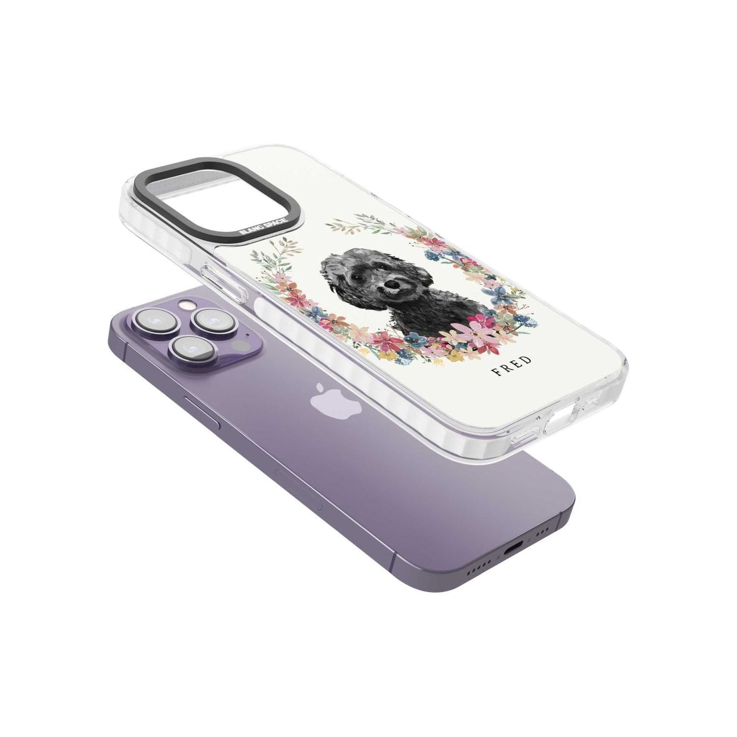 Personalised Black Cockapoo Floral Portrait