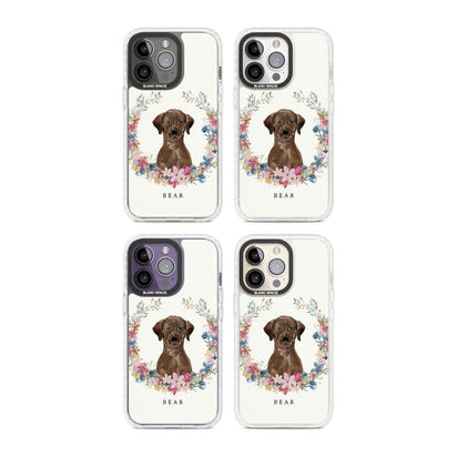Personalised Chocolate Labrador Floral Portrait