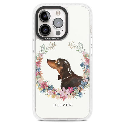 Personalised Black & Tan Dachshund Floral Portrait