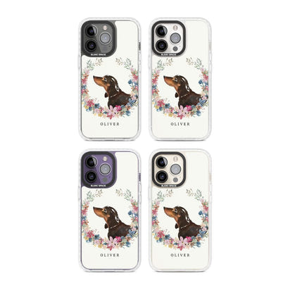 Personalised Black & Tan Dachshund Floral Portrait