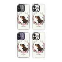 Personalised Black & Tan Dachshund Floral Portrait