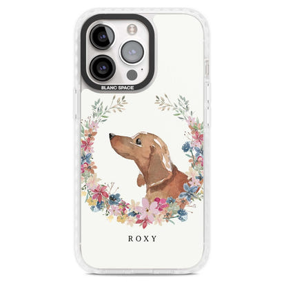 Personalised Tan Dachshund Floral Portrait