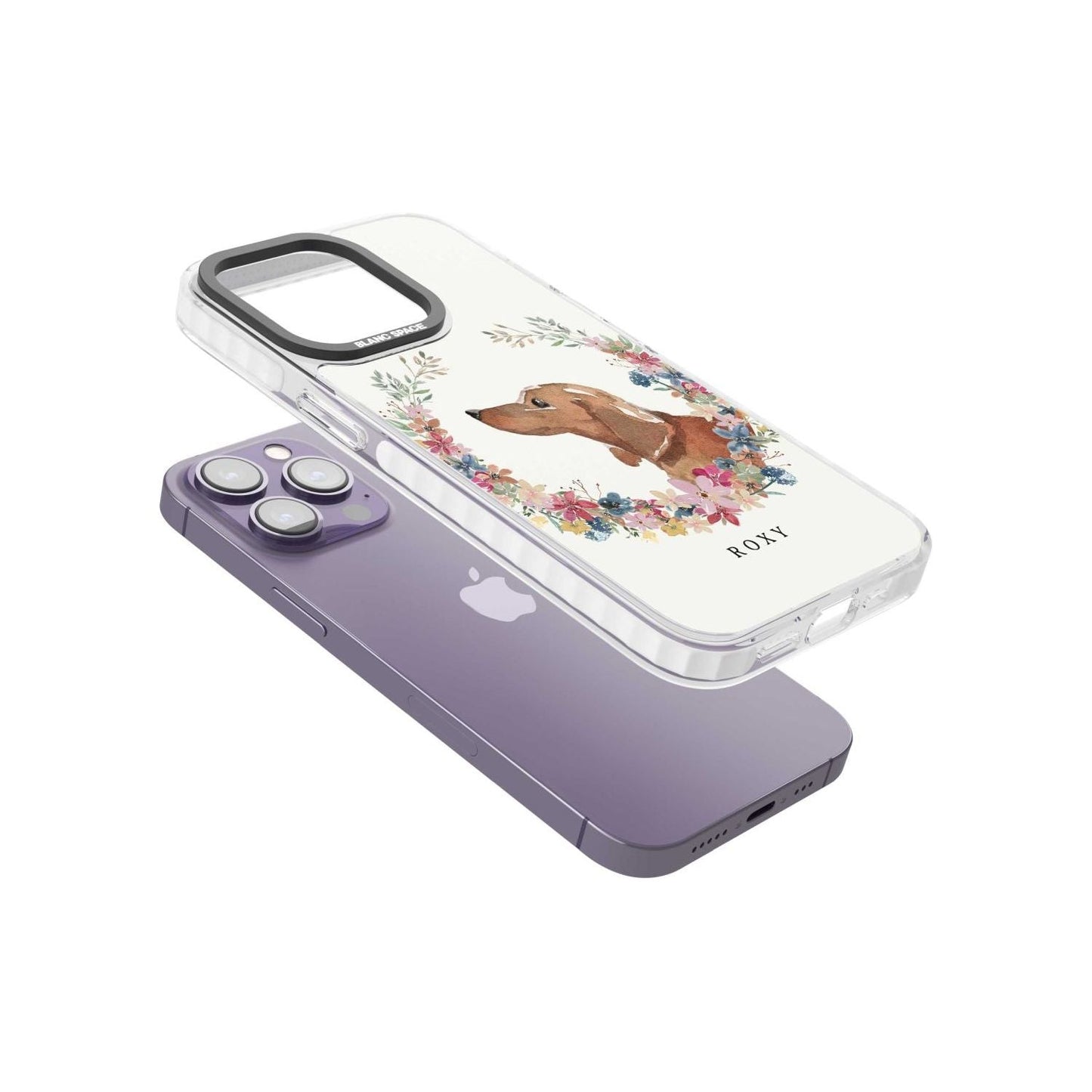 Personalised Tan Dachshund Floral Portrait