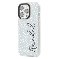 Écriture cursive verticale personnalisée et points