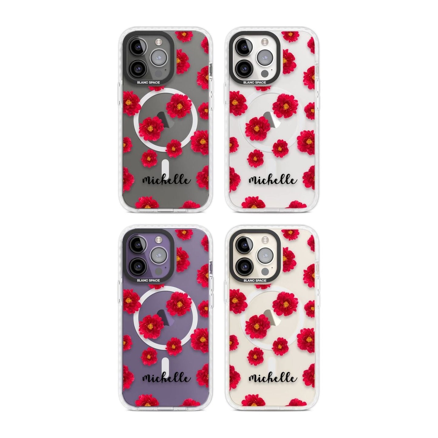 Personalised Red Peonies & Cursive