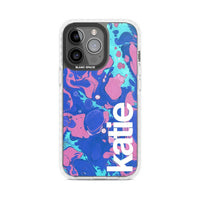 Personalisiertes marineblau-türkisfarbenes Marmor-Design