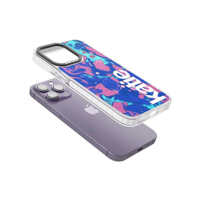 Personalisiertes marineblau-türkisfarbenes Marmor-Design