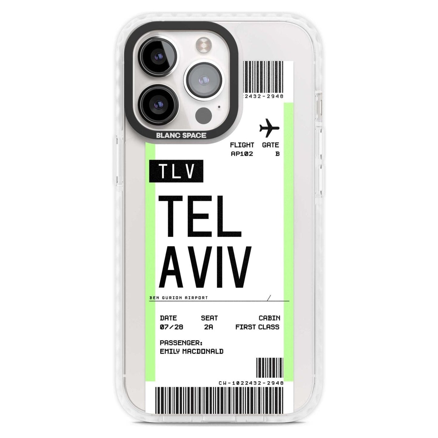 Personalisierte Bordkarte für Tel Aviv