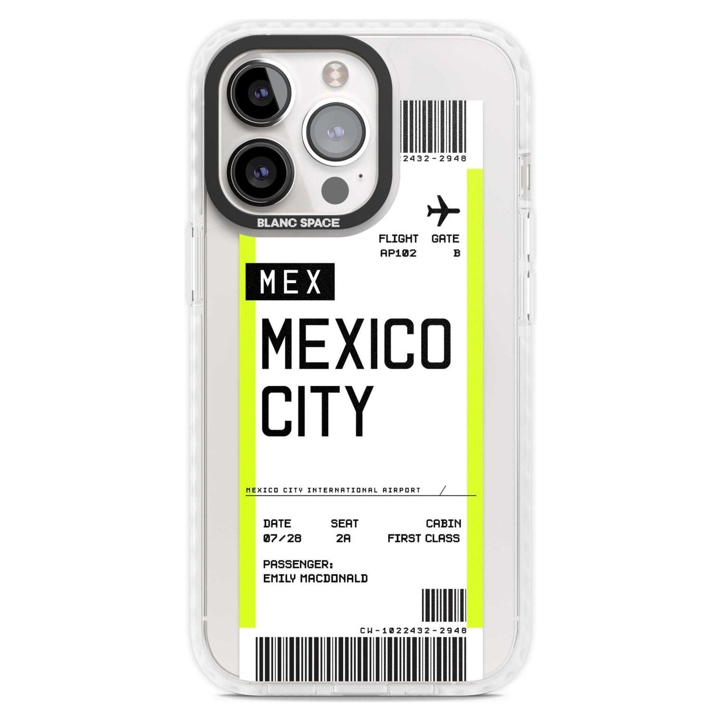 Carte d'embarquement personnalisée pour Mexico