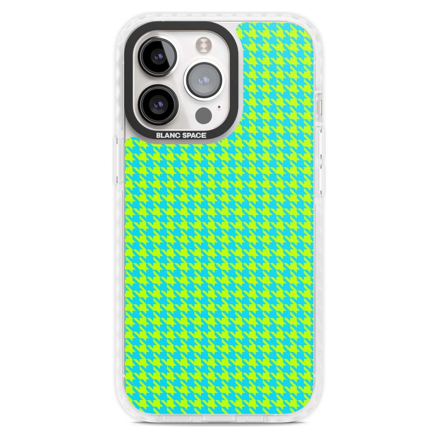 Neon Lime & Turquoise Houndstooth