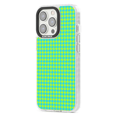 Neon Lime & Turquoise Houndstooth