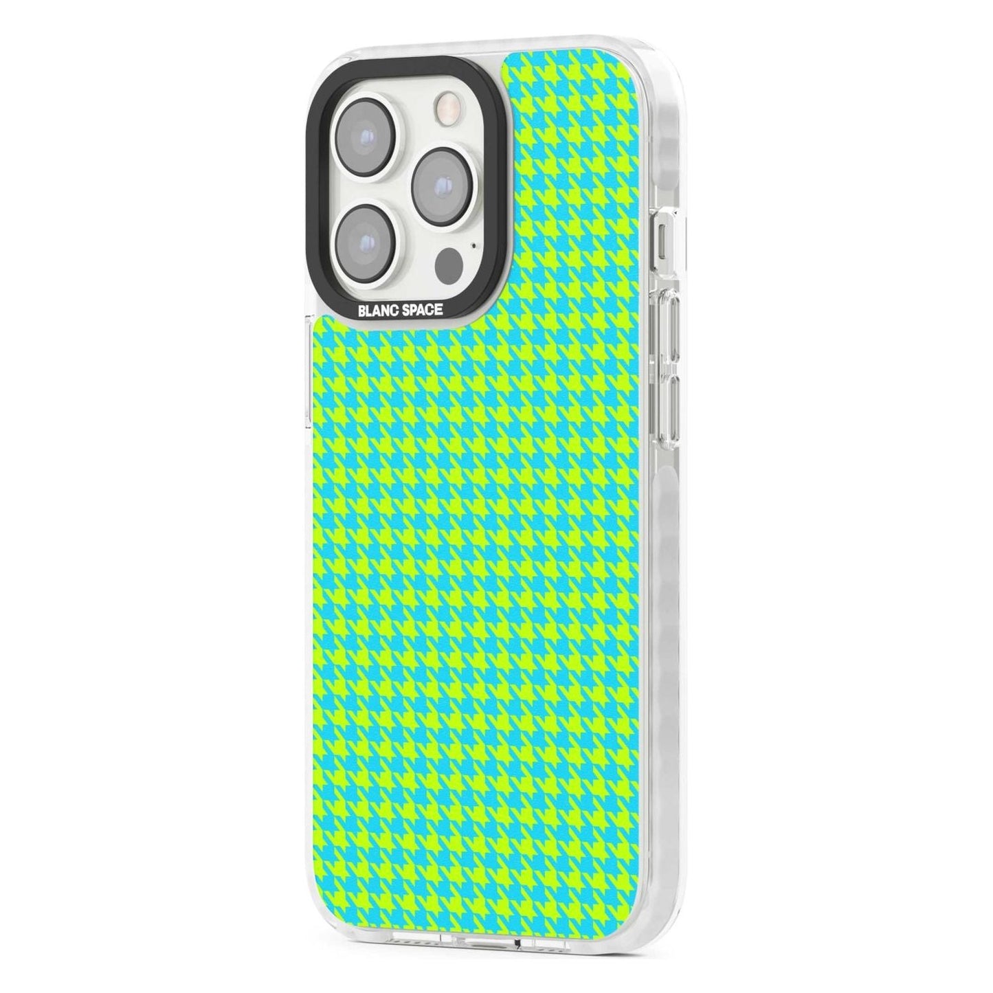 Neon Lime & Turquoise Houndstooth